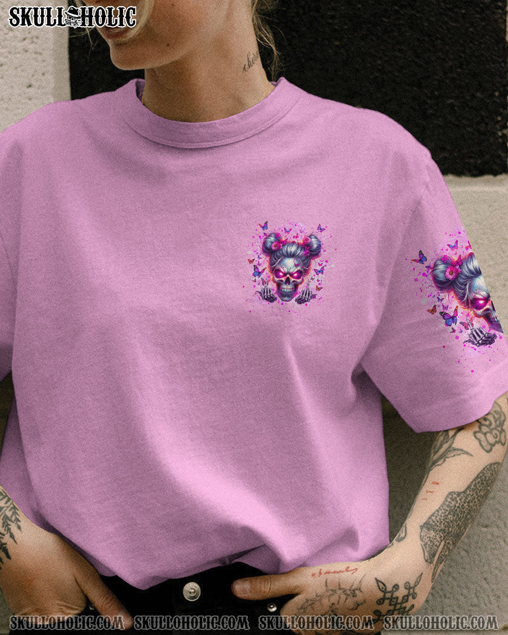 BLISSCORNERS WARNING I'M A B SKULL MESSY BUN ALL OVER PRINT