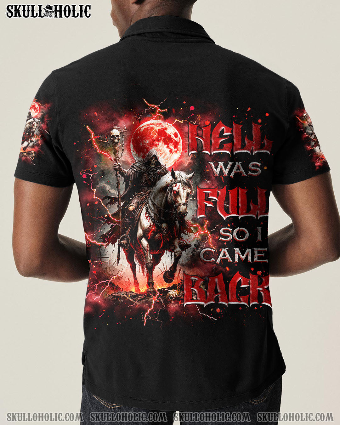 BLISSCORNERS HELL WAS FULL SO I CAME BACK HORSE REAPER SKULL ALL OVER PRINT
