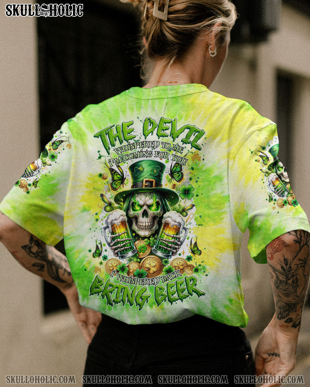 BLISSCORNERS THE DEVIL WHISPERED BEER REAPER PATRICK'S DAY ALL OVER PRINT