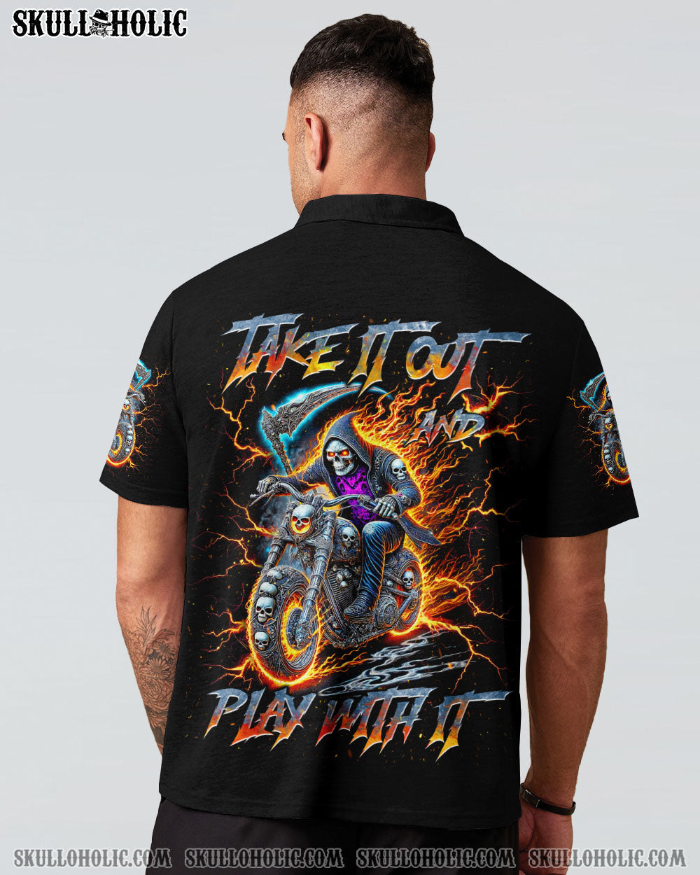 BLISSCORNERS TAKE IT OUT AND PLAY WITH IT BIKER SKULL ALL OVER PRINT