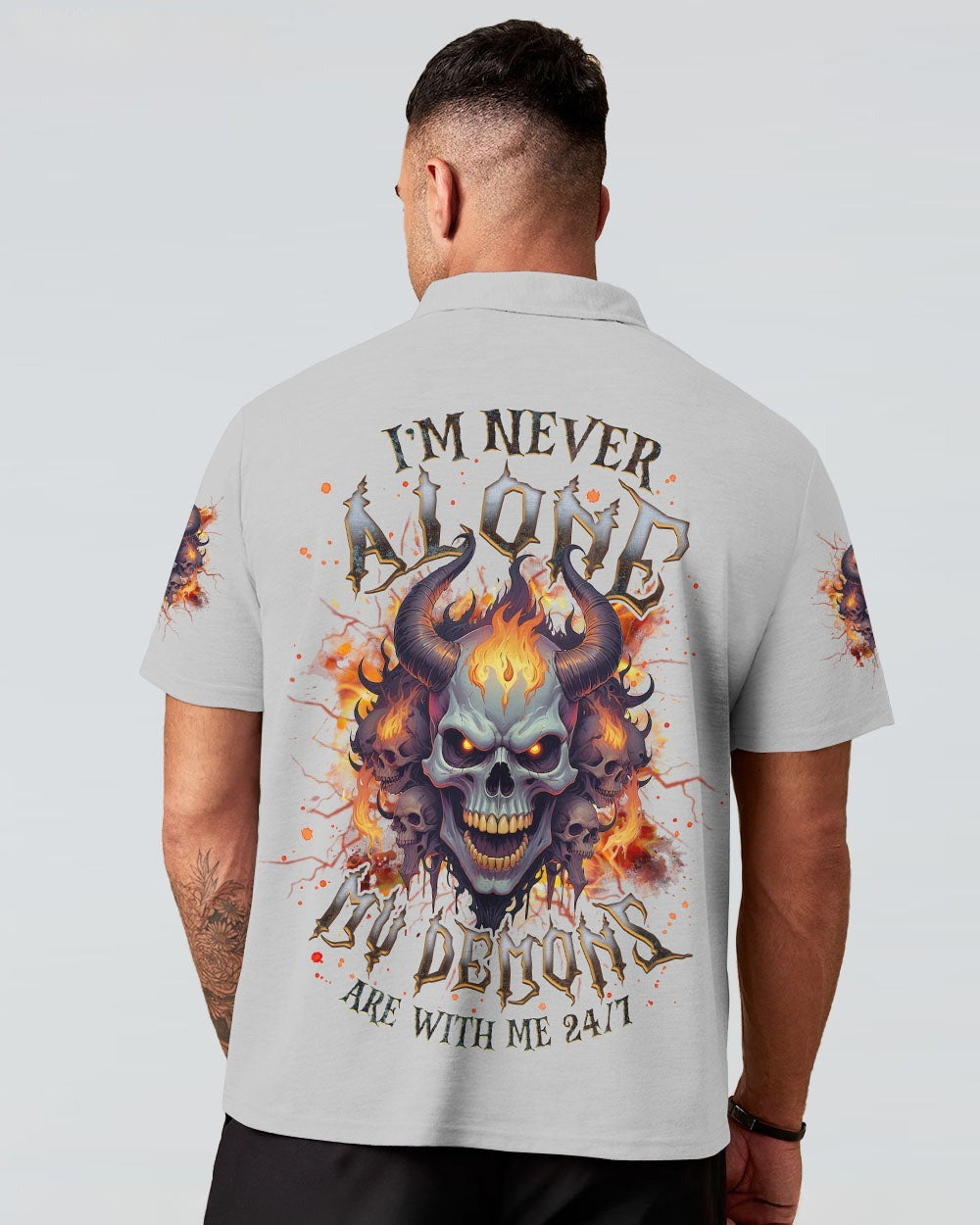 BLISSCORNERS I'M NEVER ALONE SKULL DEMON ALL OVER PRINT