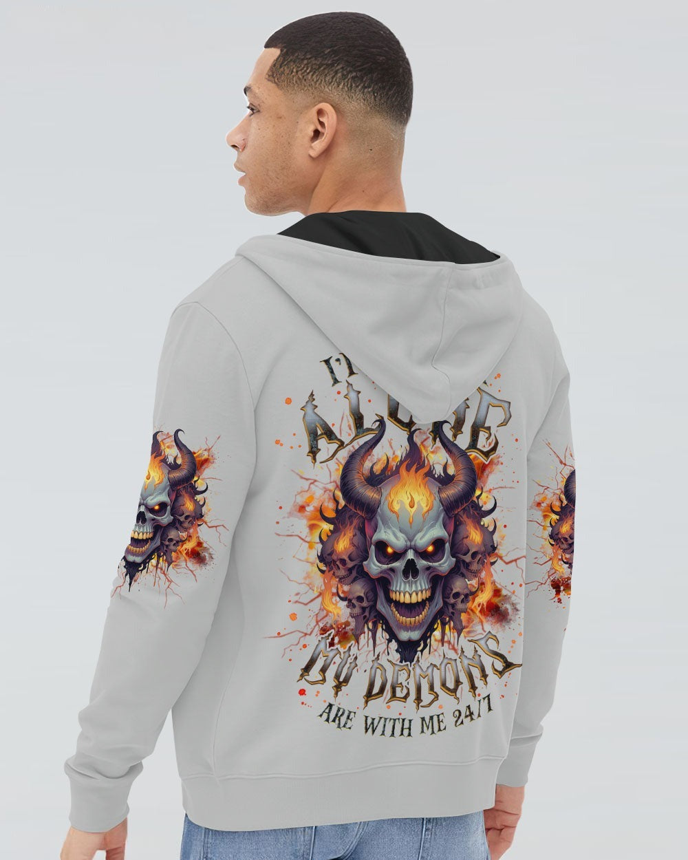 BLISSCORNERS I'M NEVER ALONE SKULL DEMON ALL OVER PRINT