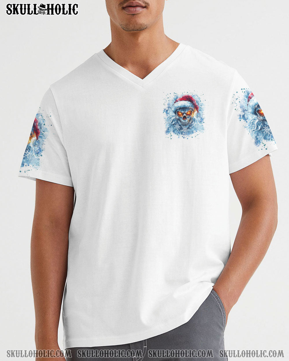 BLISSCORNERS ON THE NAUGHTY LIST SKULL CHRISTMAS ALL OVER PRINT
