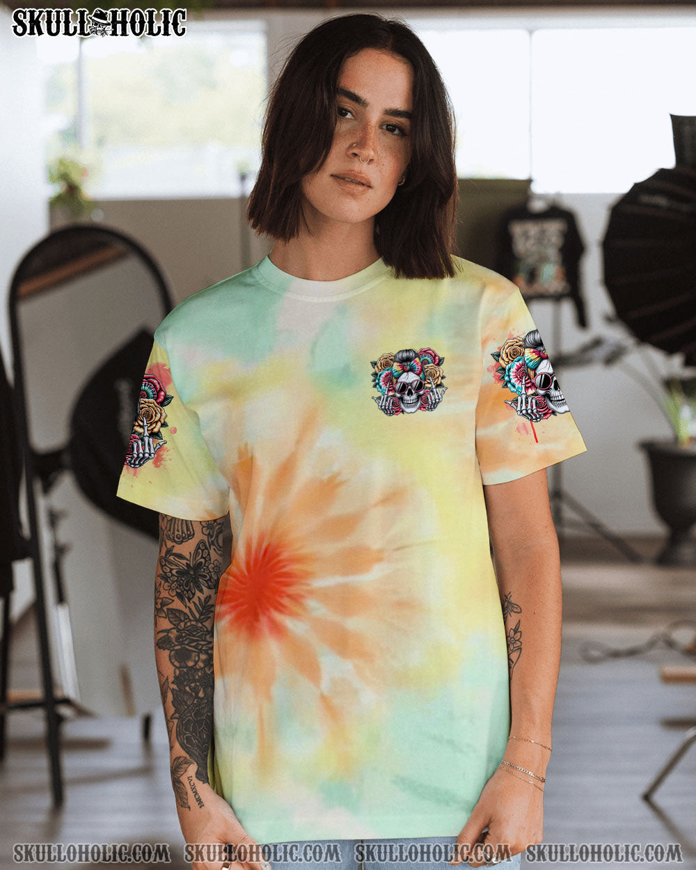 BLISSCORNERS FRESH OUT OF F MESSY BUN TIE DYE ALL OVER PRINT