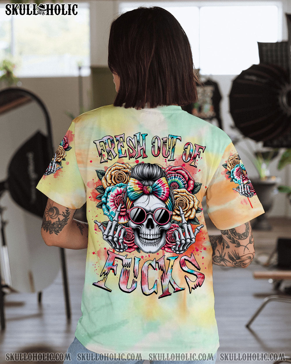 BLISSCORNERS FRESH OUT OF F MESSY BUN TIE DYE ALL OVER PRINT