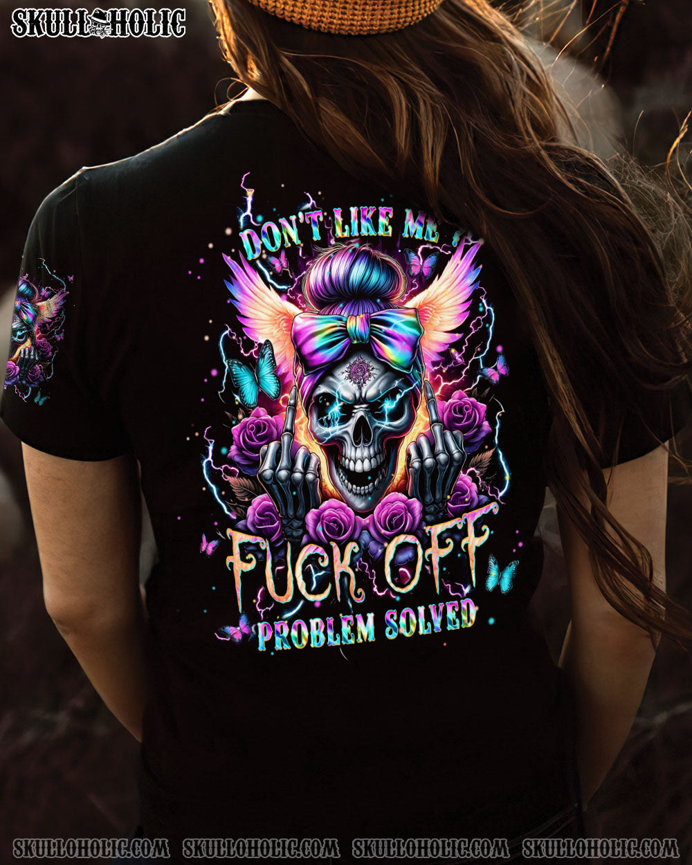 BLISSCORNERS I DON'T ALWAYS SHOW MY FEELINGS SKULL MESSY BUN ALL OVER PRINT