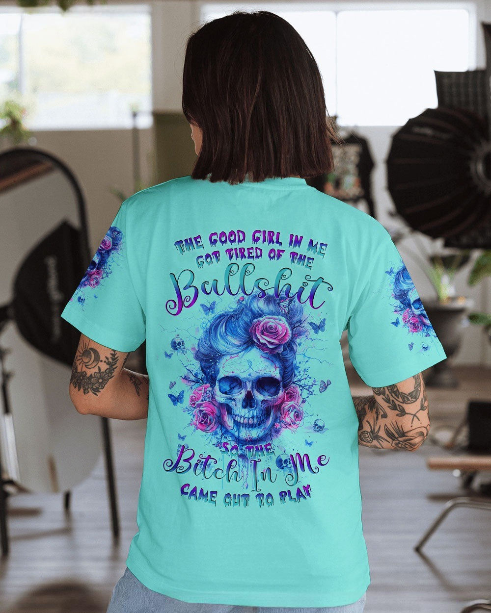 BLISSCORNERS YES I'M A B BUT NOT YOURS MESSY BUN SKULL ALL OVER PRINT