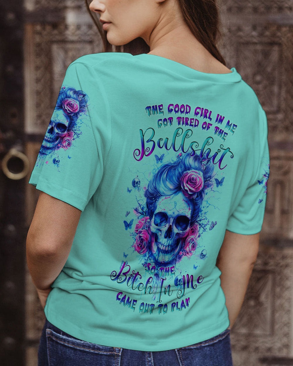 BLISSCORNERS YES I'M A B BUT NOT YOURS MESSY BUN SKULL ALL OVER PRINT