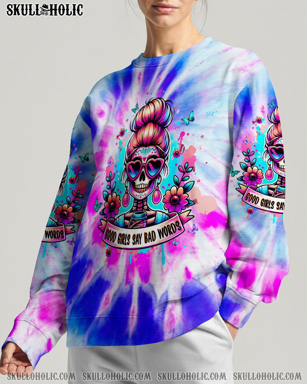 BLISSCORNERS NOT EVERYONE LIKES ME SKULL MESSY BUN ALL OVER PRINT