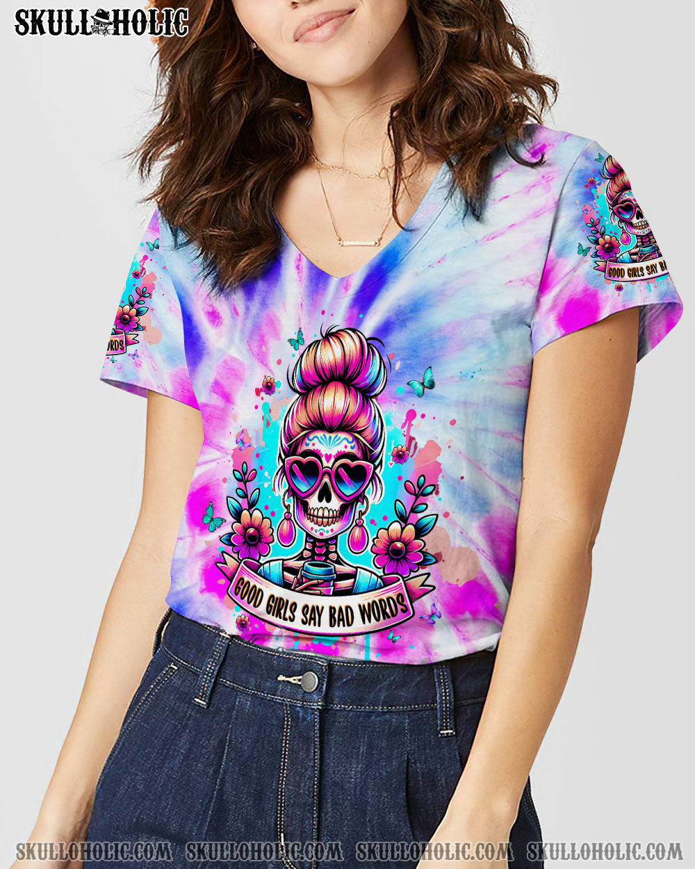 BLISSCORNERS NOT EVERYONE LIKES ME SKULL MESSY BUN ALL OVER PRINT