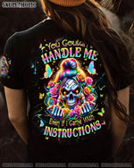 BLISSCORNERS A MOUTH I CAN'T CONTROL SKULL MESSY BUN ROSE ALL OVER PRINT