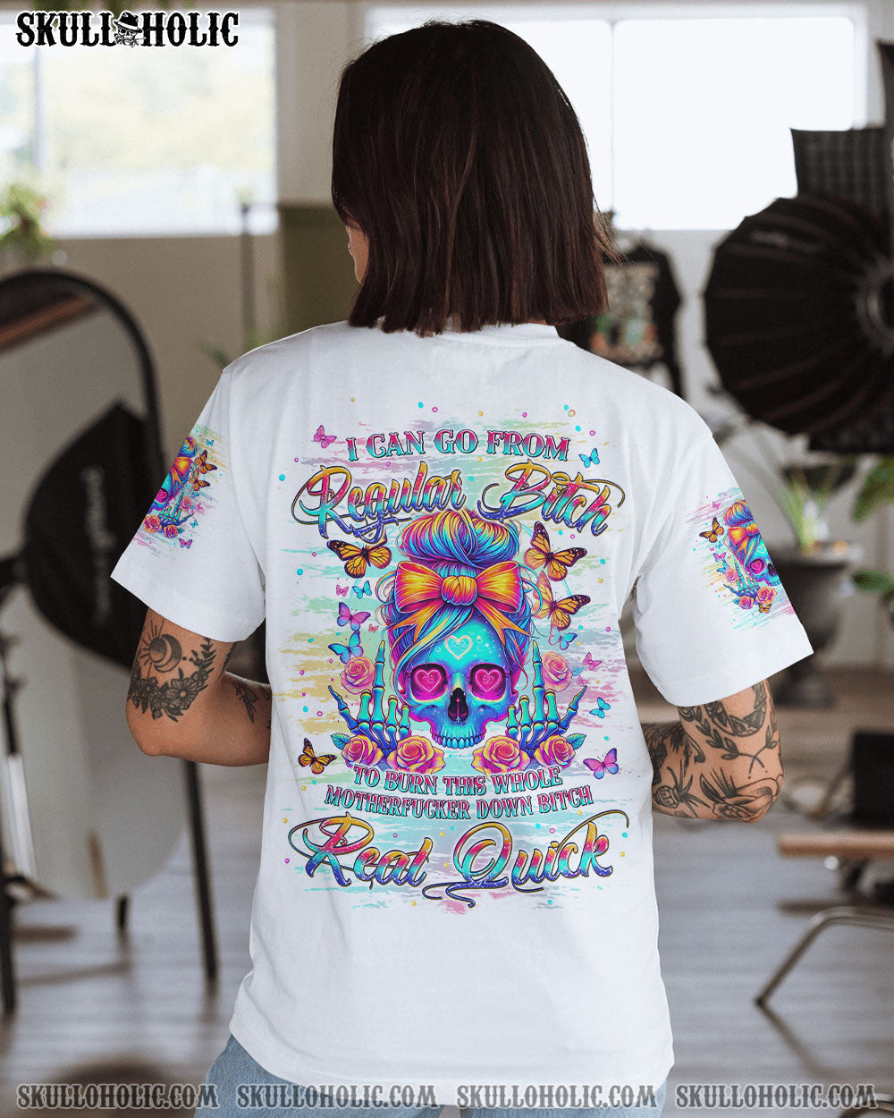 BLISSCORNERS I HAVE THE DEVIL IN MY BLOOD MESSY BUN ALL OVER PRINT