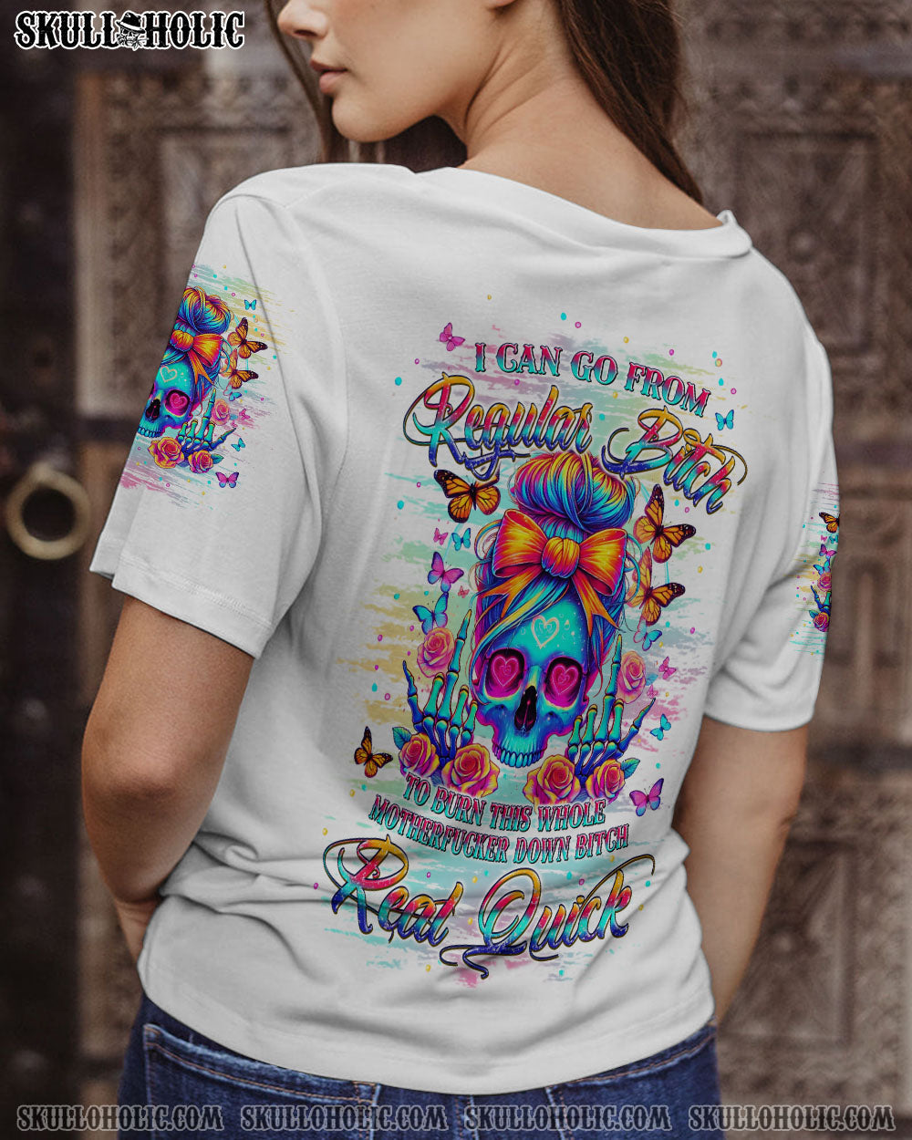 BLISSCORNERS I HAVE THE DEVIL IN MY BLOOD MESSY BUN ALL OVER PRINT