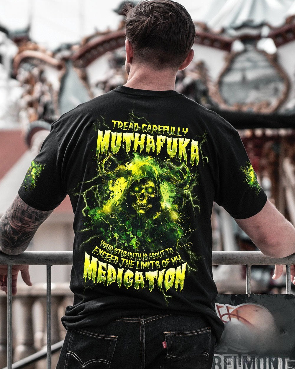 BLISSCORNERS TREAD CAREFULLY MUTHAFUKA SKULL REAPER DEMON ALL OVER PRINT