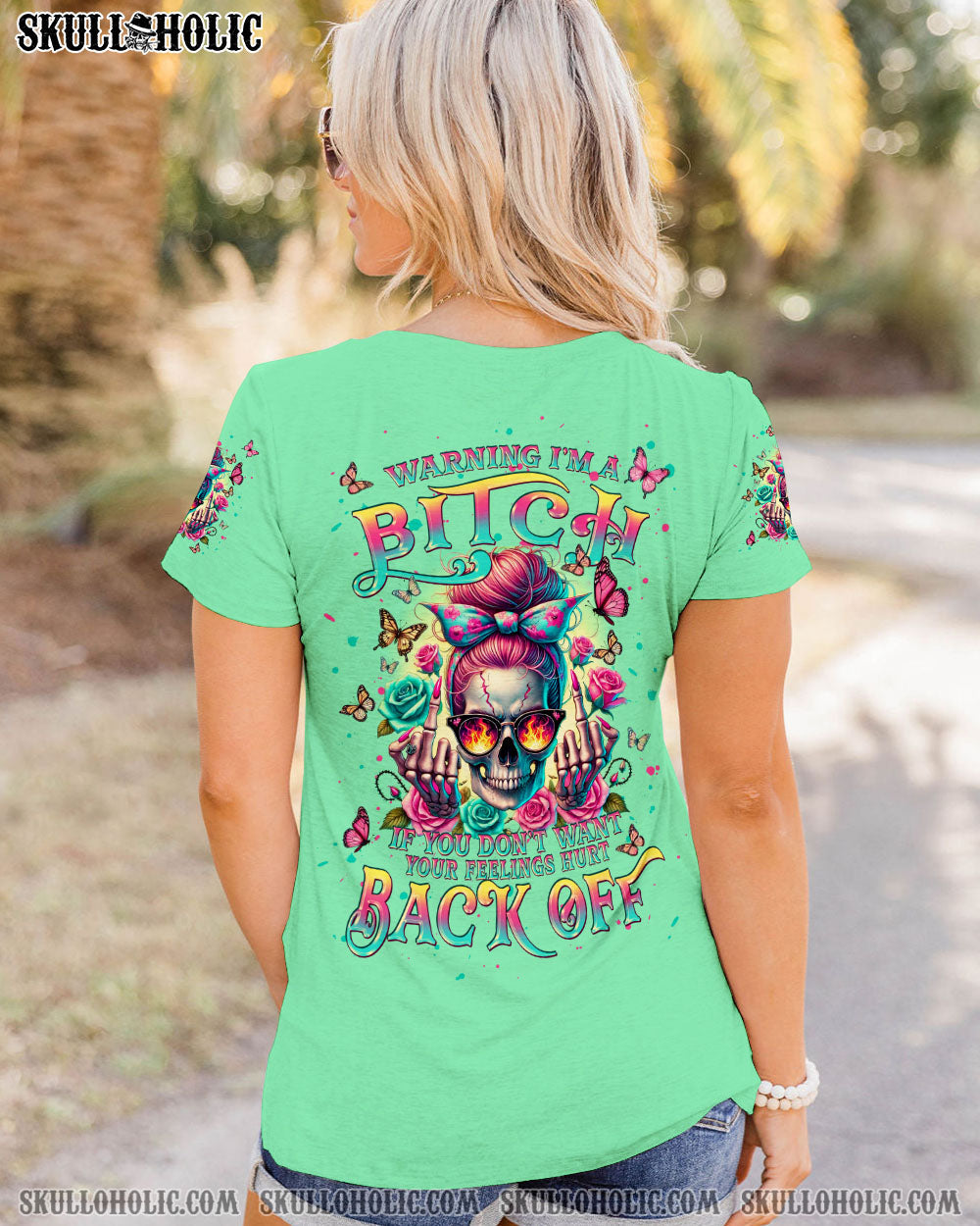 BLISSCORNERS I AM THE STORM ROSE SKULL MESSY BUN ALL OVER PRINT