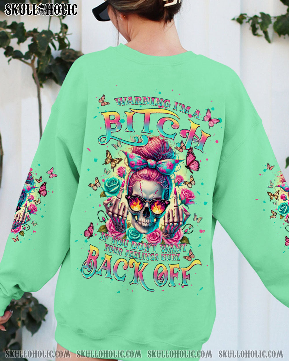 BLISSCORNERS I AM THE STORM ROSE SKULL MESSY BUN ALL OVER PRINT