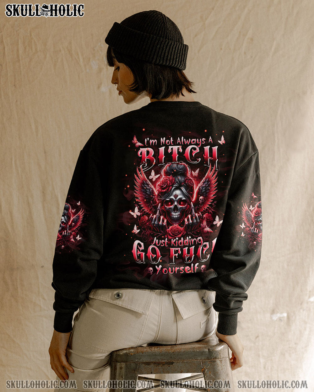 BLISSCORNERS YES I'M A B BUT NOT YOURS MESSY BUN SKULL ALL OVER PRINT