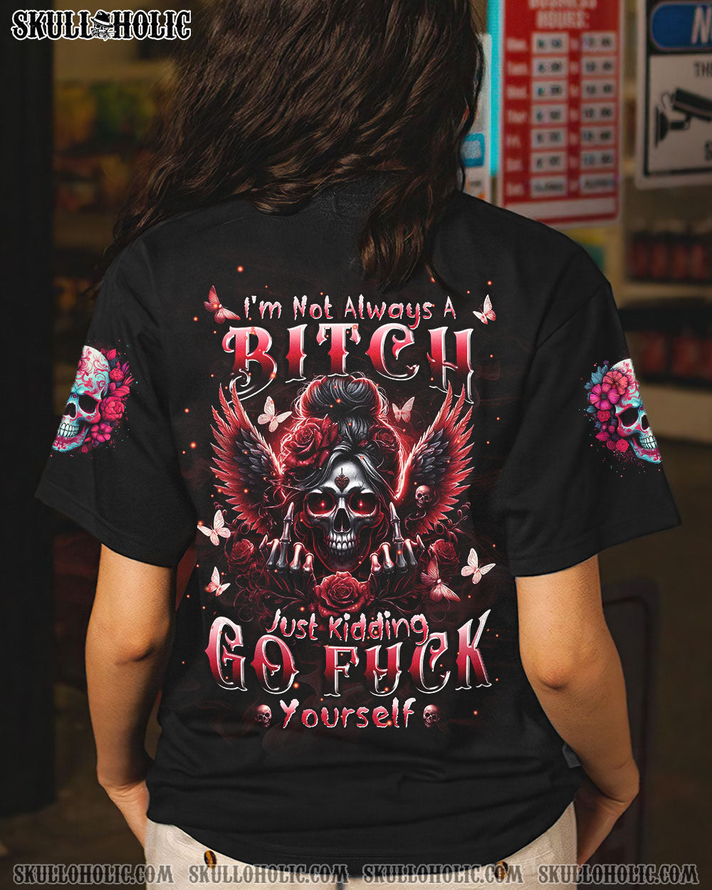BLISSCORNERS YES I'M A B BUT NOT YOURS MESSY BUN SKULL ALL OVER PRINT