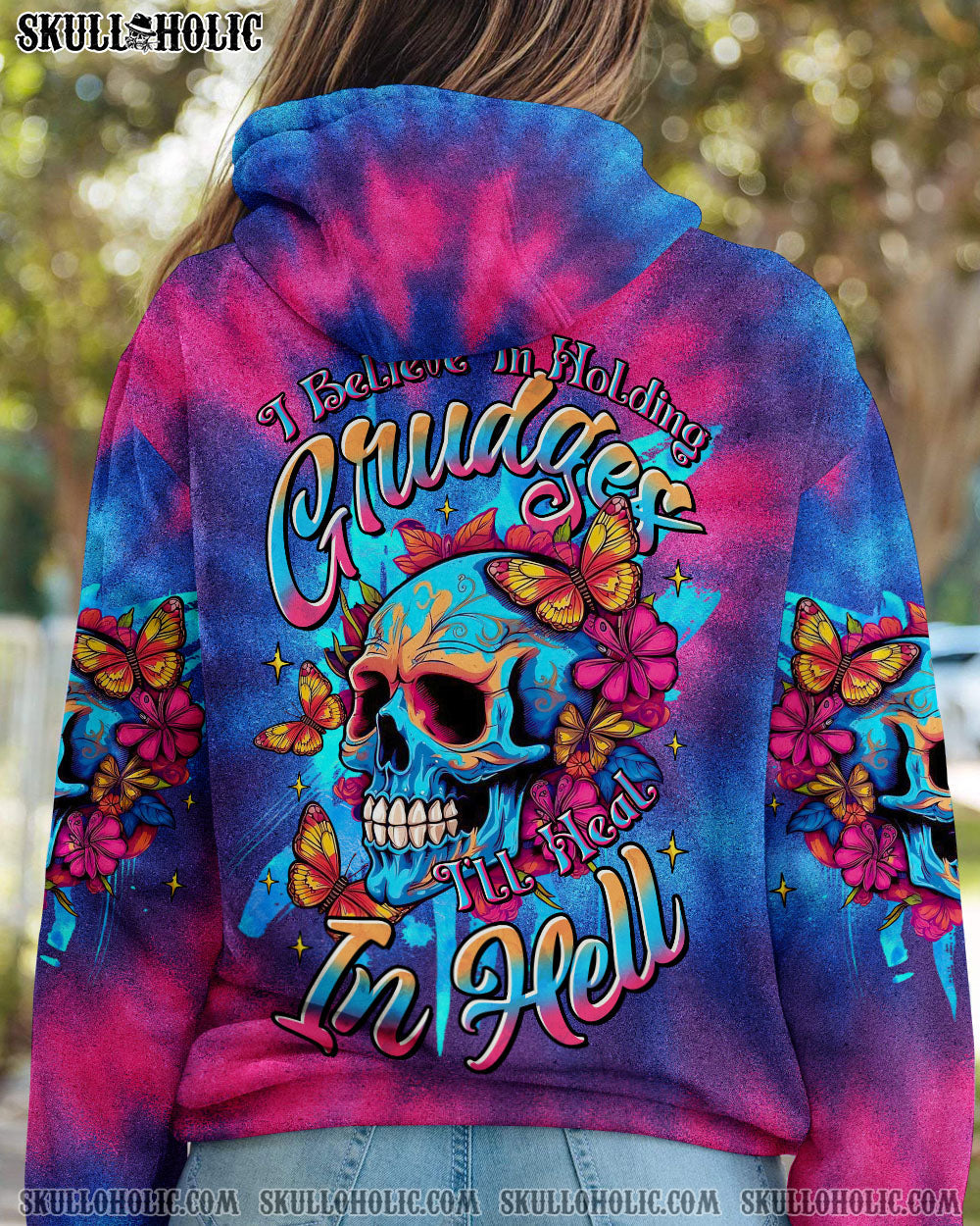 BLISSCORNERS I'LL HEAL IN HELL SKULL FLOWER TIE DYE ALL OVER PRINT