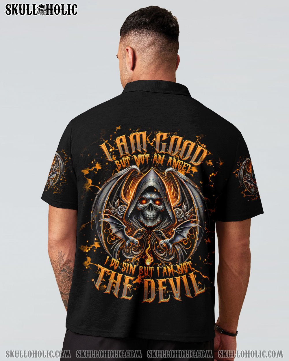 BLISSCORNERS I AM GOOD BUT NOT AN ANGEL SKULL ALL OVER PRINT