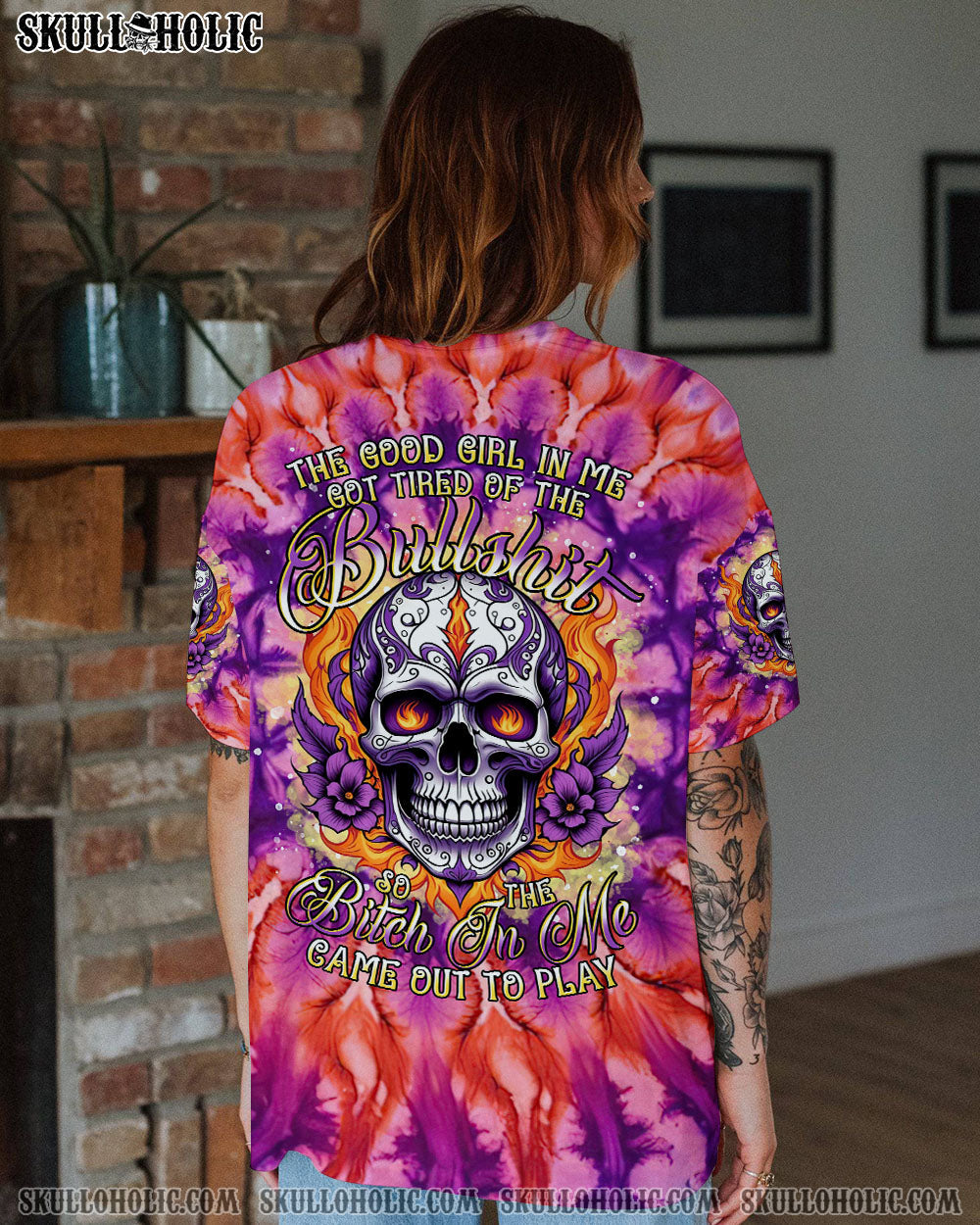 BLISSCORNERS THE GOOD GIRL IN ME SKULL TIE DYE ALL OVER PRINT