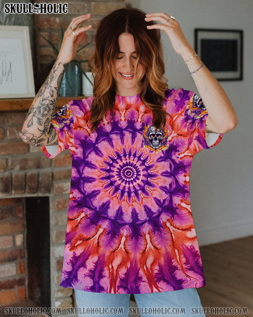 BLISSCORNERS THE GOOD GIRL IN ME SKULL TIE DYE ALL OVER PRINT