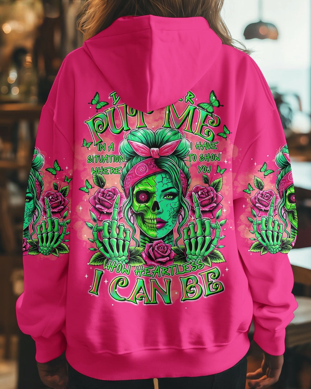 BLISSCORNERS THE GOOD GIRL IN ME GOT TIRED SKULL MESSY BUN TIE DYE ALL OVER PRINT