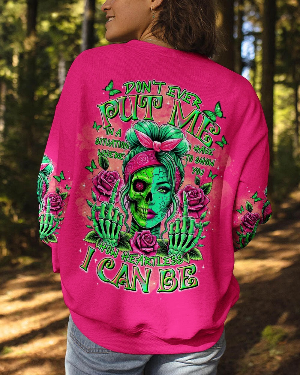 BLISSCORNERS THE GOOD GIRL IN ME GOT TIRED SKULL MESSY BUN TIE DYE ALL OVER PRINT