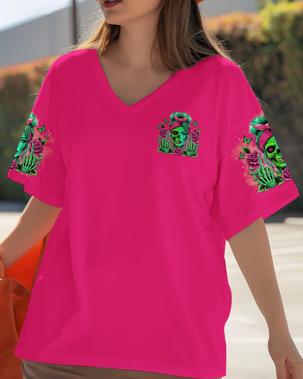 BLISSCORNERS THE GOOD GIRL IN ME GOT TIRED SKULL MESSY BUN TIE DYE ALL OVER PRINT