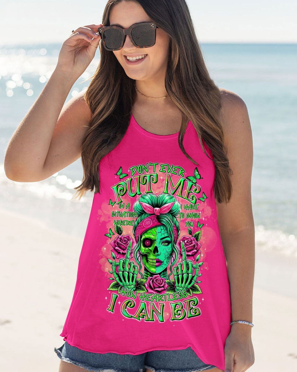 BLISSCORNERS THE GOOD GIRL IN ME GOT TIRED SKULL MESSY BUN TIE DYE ALL OVER PRINT