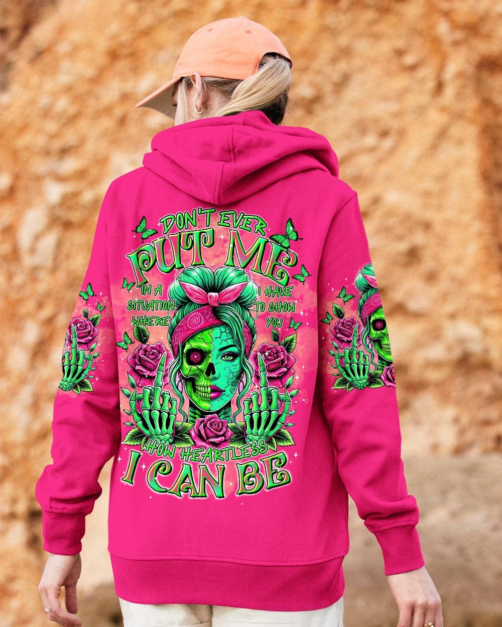 BLISSCORNERS THE GOOD GIRL IN ME GOT TIRED SKULL MESSY BUN TIE DYE ALL OVER PRINT