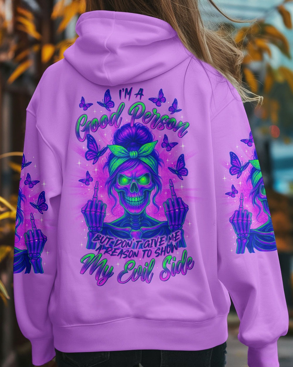 BLISSCORNERS I DON'T NEED YOUR ATTITUDE SKULL MESSY BUN ALL OVER PRINT