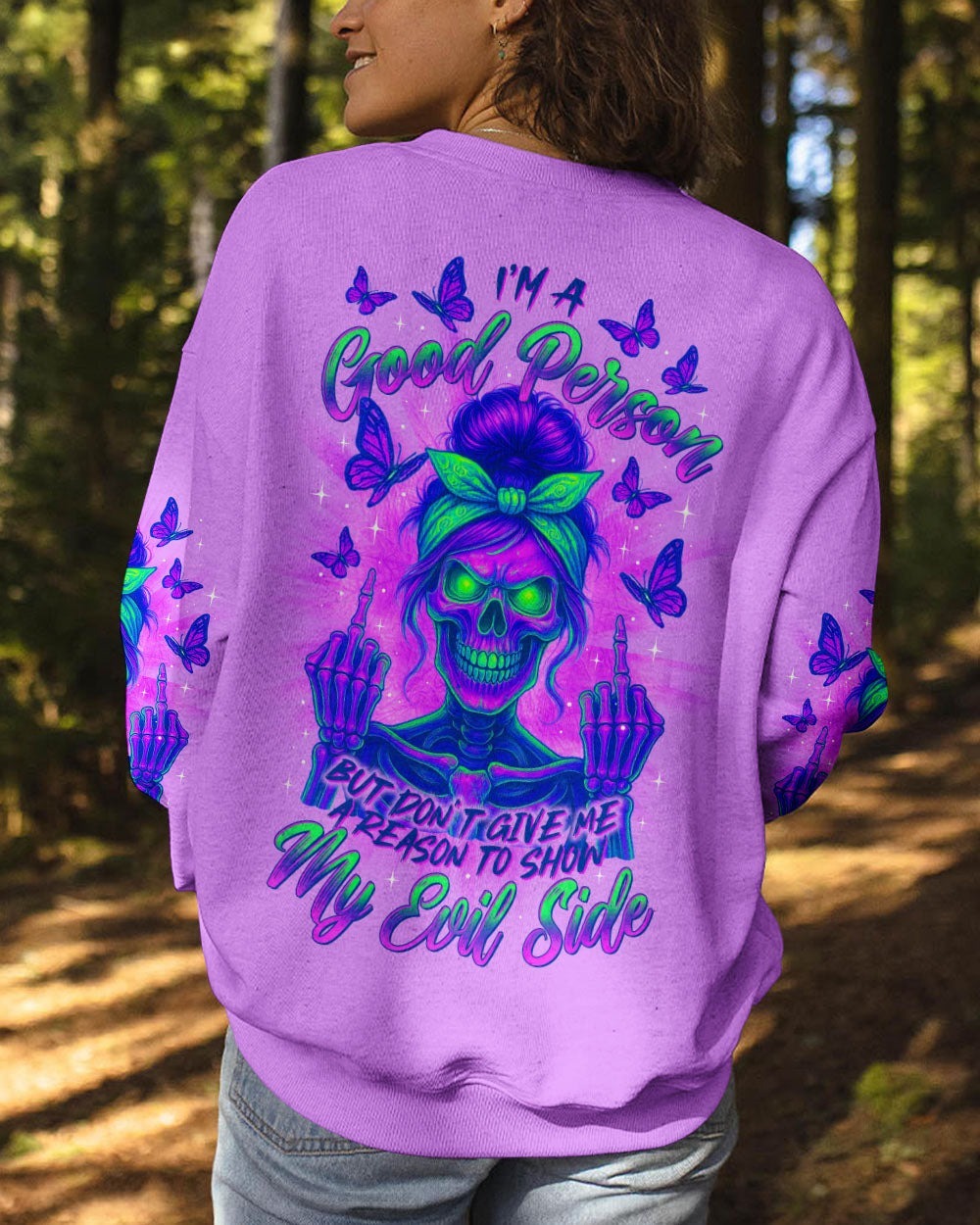 BLISSCORNERS I DON'T NEED YOUR ATTITUDE SKULL MESSY BUN ALL OVER PRINT