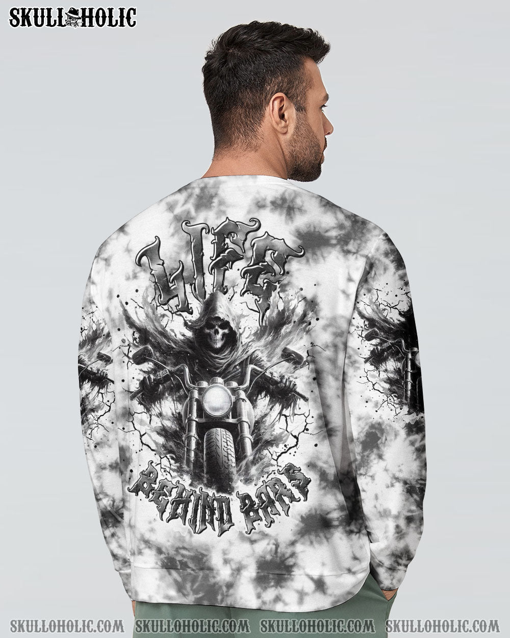 BLISSCORNERS LIFE BEHIND BARS BIKER SKULL ALL OVER PRINT