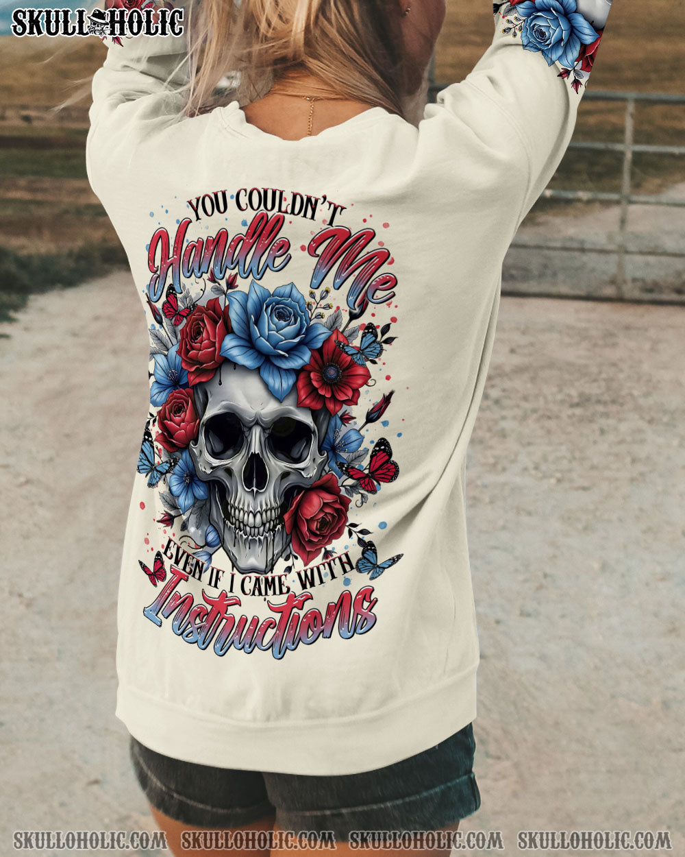BLISSCORNERS YOU COULDN'T HANDLE ME SKULL ROSE ALL OVER PRINT