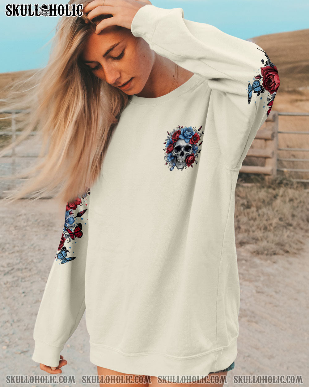 BLISSCORNERS YOU COULDN'T HANDLE ME SKULL ROSE ALL OVER PRINT