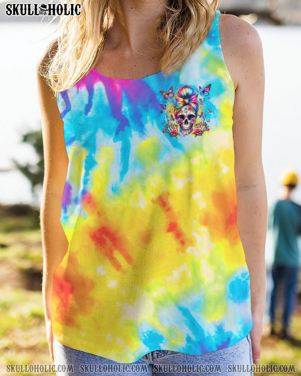 BLISSCORNERS I'M A GIRL WITH A MIND SKULL MESSY BUN ALL OVER PRINT