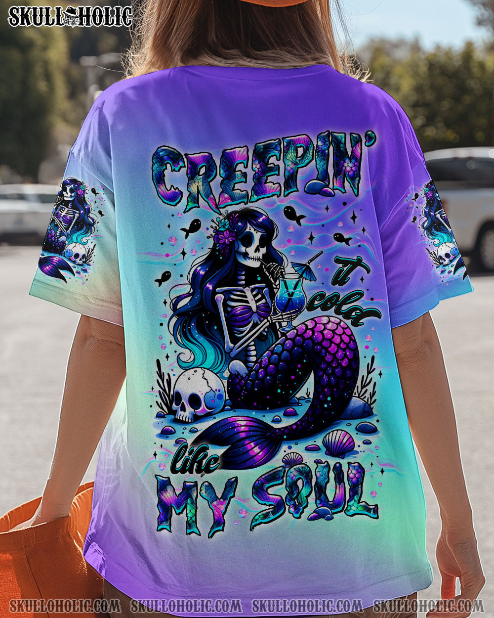 BLISSCORNERS CREEPIN' IT COLD LIKE MY SOUL MERMAID SKELETON ALL OVER PRINT