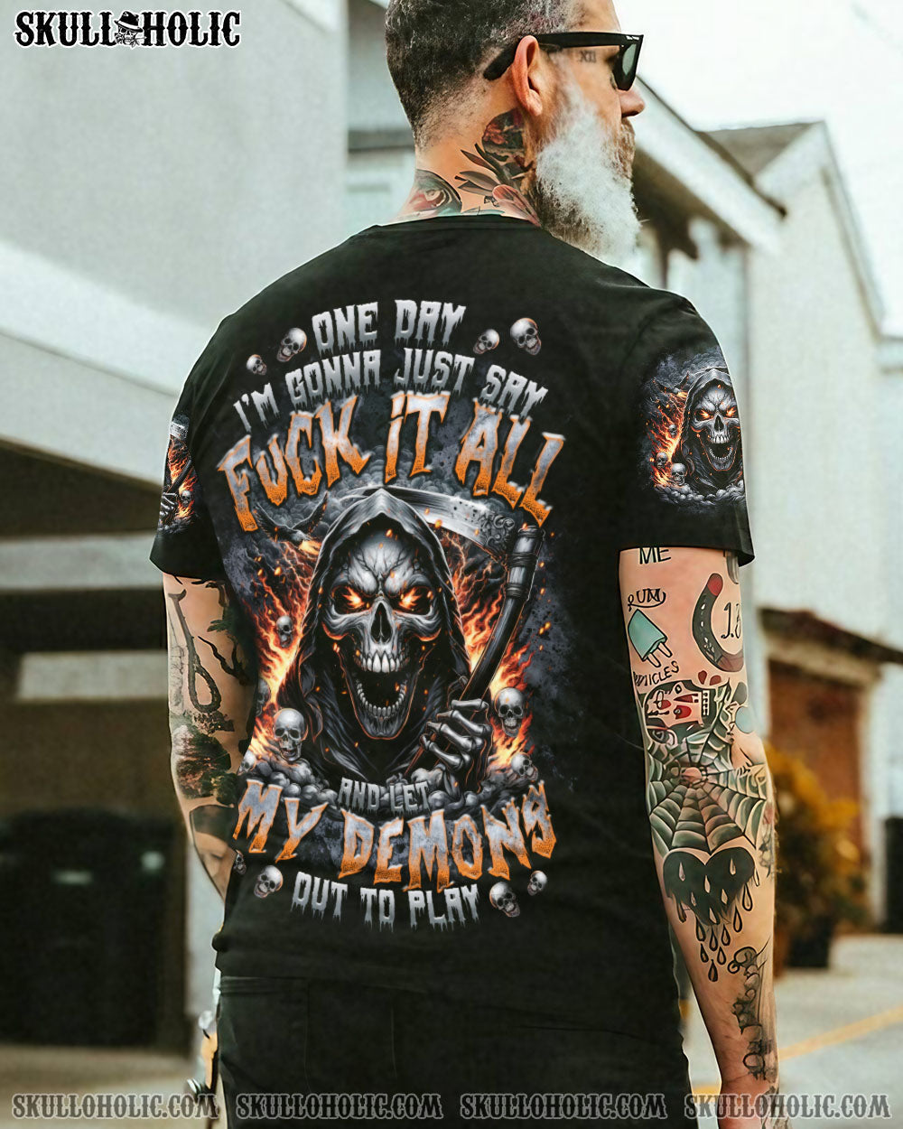 BLISSCORNERS ONE DAY I'M GONNA JUST SAY REAPER SKULL ALL OVER PRINT