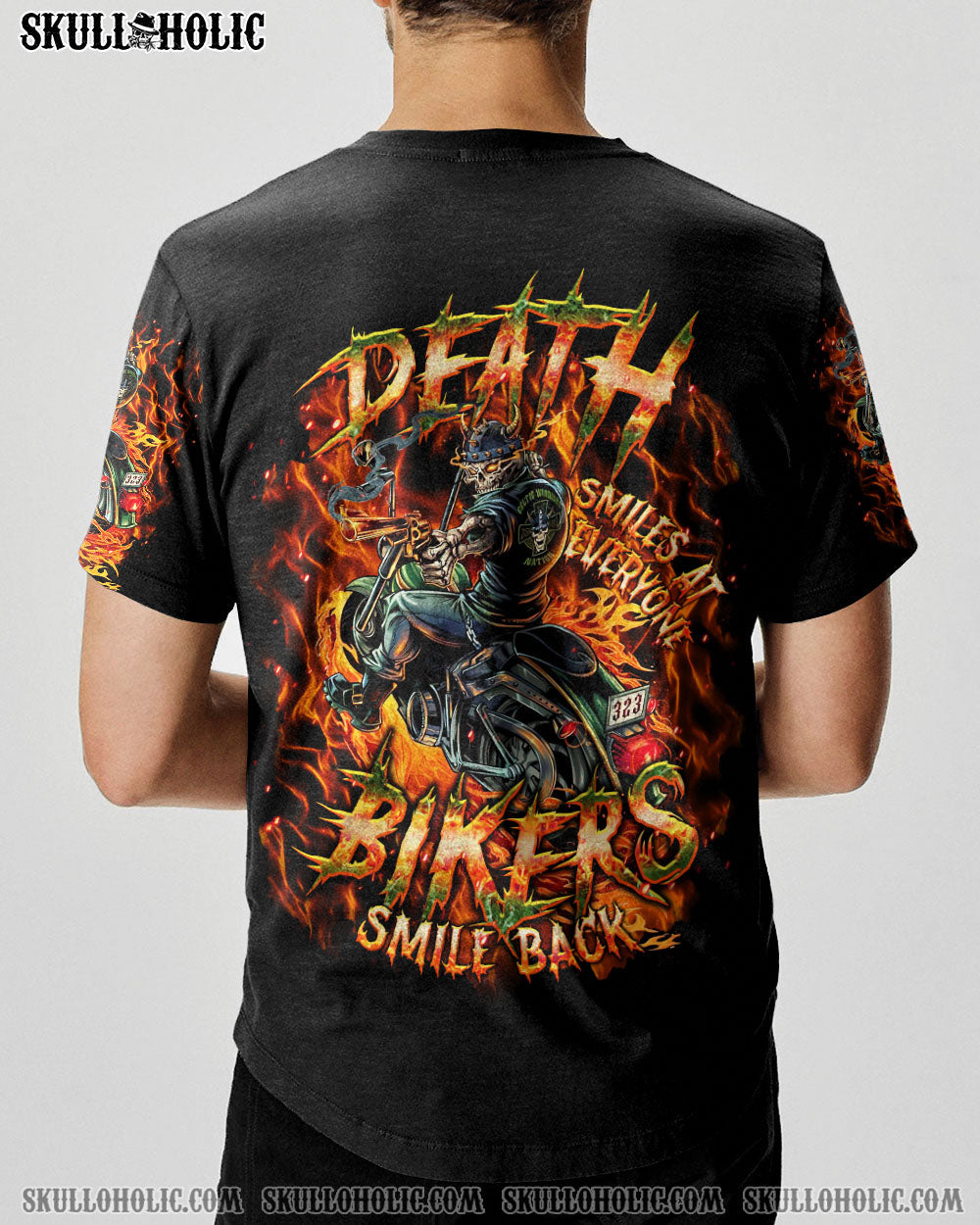 BLISSCORNERS BIKERS SMILE BACK SKULL BIKER ALL OVER PRINT