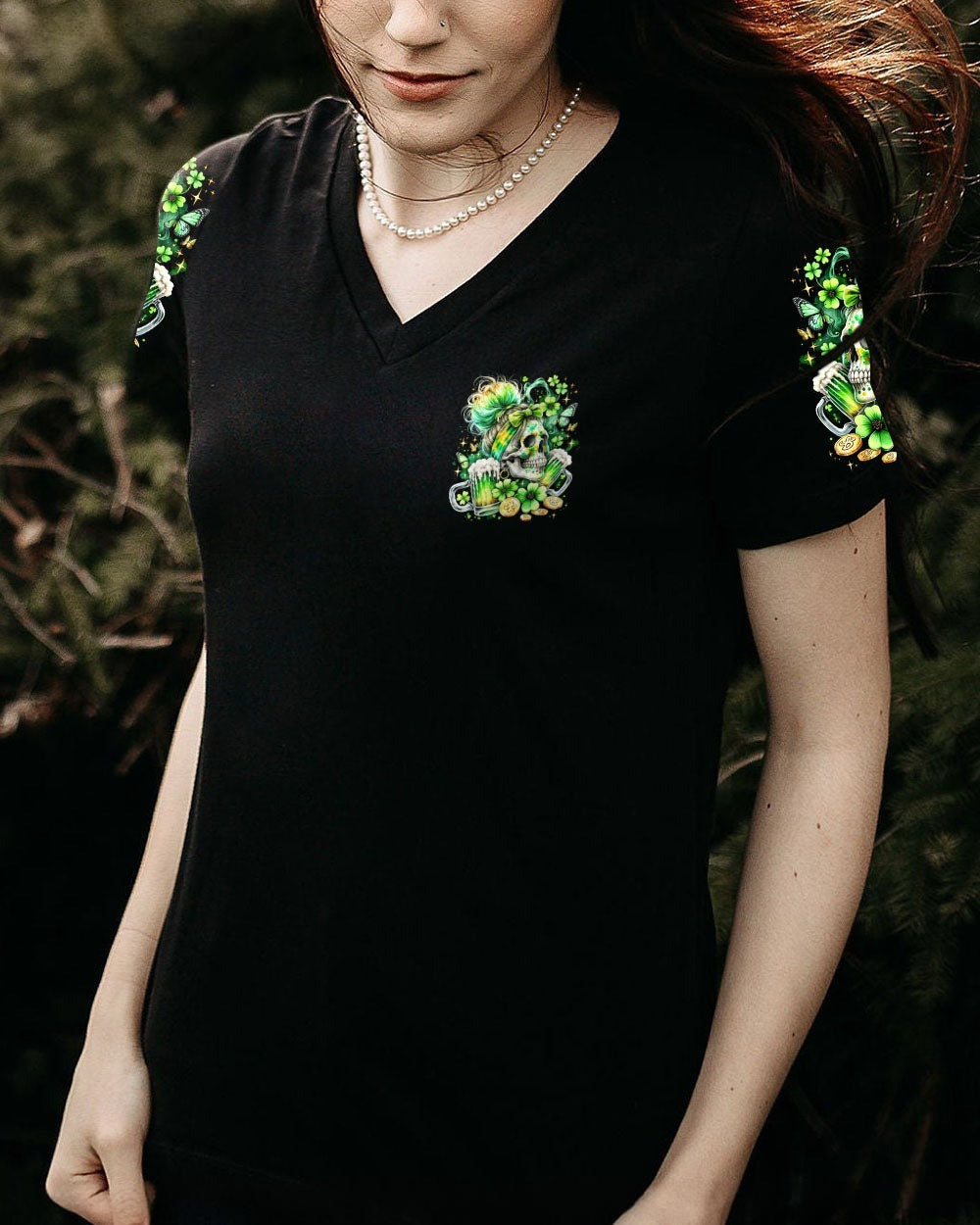 BLISSCORNERS DRINK UP B MESSY BUN SKULL PATRICK'S DAY ALL OVER PRINT
