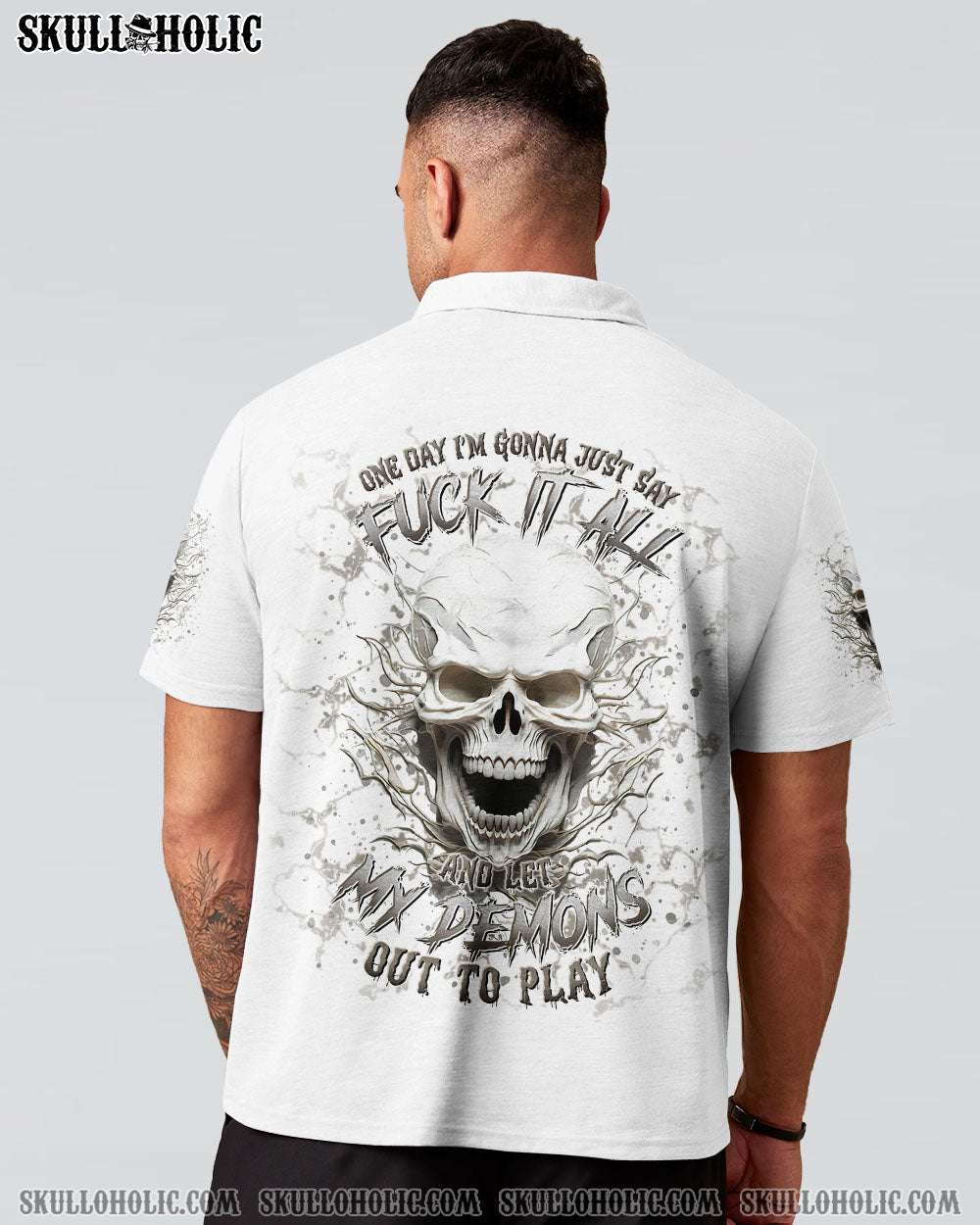BLISSCORNERS ONE DAY I'M GONNA JUST SAY DEMON SKULL ALL OVER PRINT