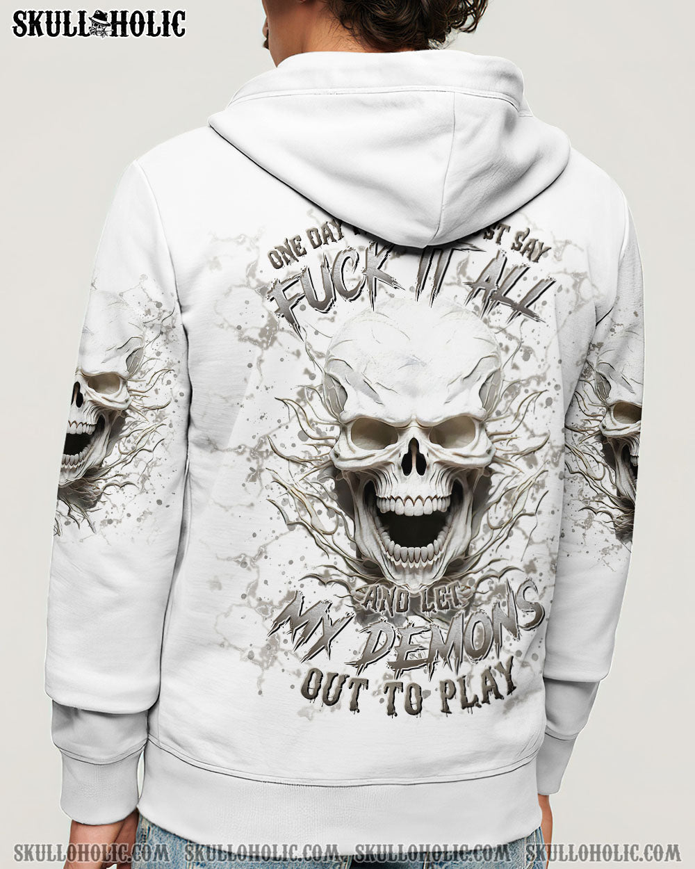 BLISSCORNERS ONE DAY I'M GONNA JUST SAY DEMON SKULL ALL OVER PRINT
