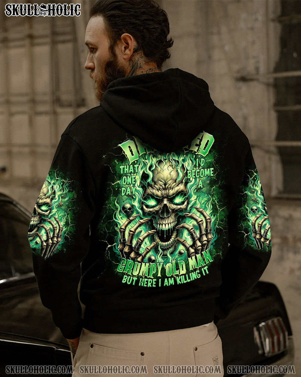 BLISSCORNERS I NEVER DREAMED THAT ONE DAY GRUMPY OLD MAN SKULL ALL OVER PRINT