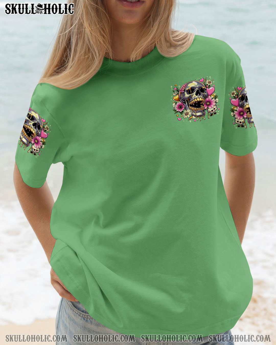 BLISSCORNERS DIDN'T CARE YESTERDAY SKULL FLOWER ALL OVER PRINT