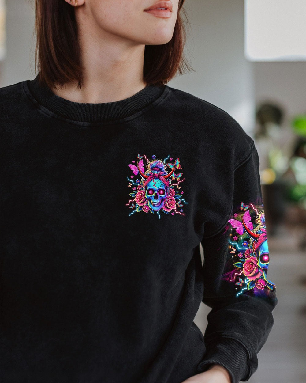 BLISSCORNERS OH I PISS YOU OFF SKULL MESSY BUN ALL OVER PRINT