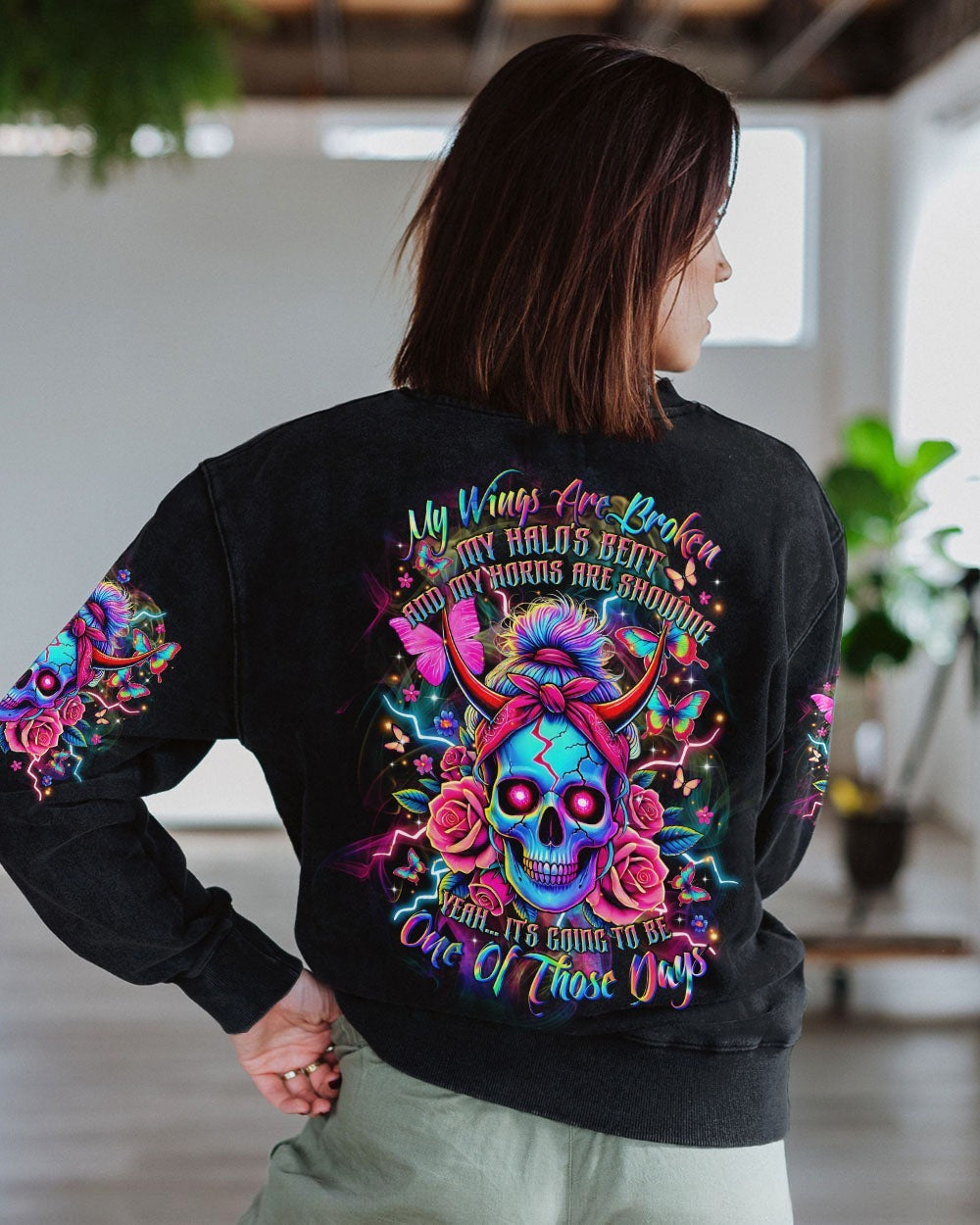 BLISSCORNERS OH I PISS YOU OFF SKULL MESSY BUN ALL OVER PRINT