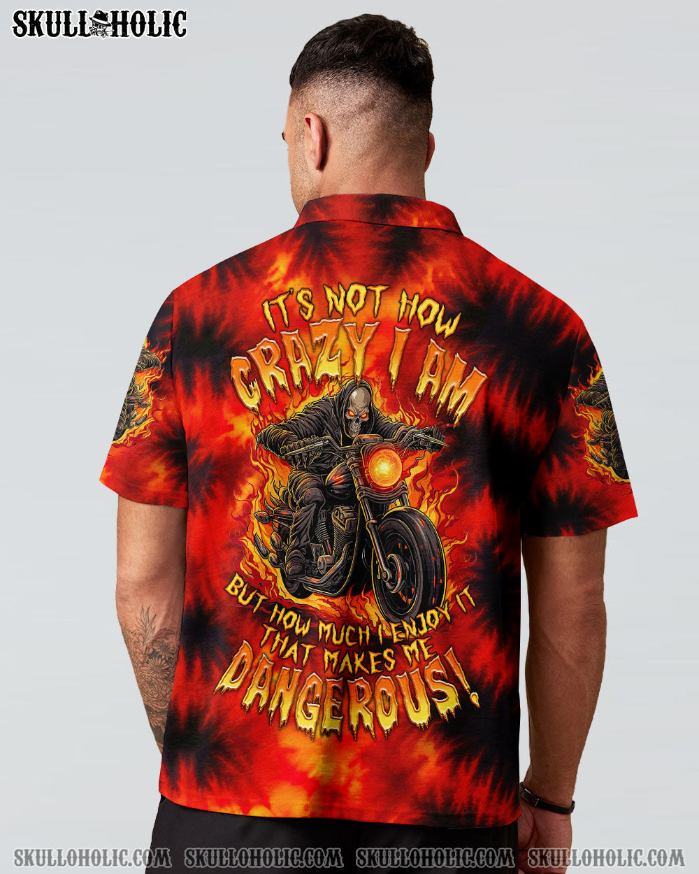 BLISSCORNERS IT'S NOT HOW CRAZY I AM BIKER SKULL TIE DYE ALL OVER PRINT