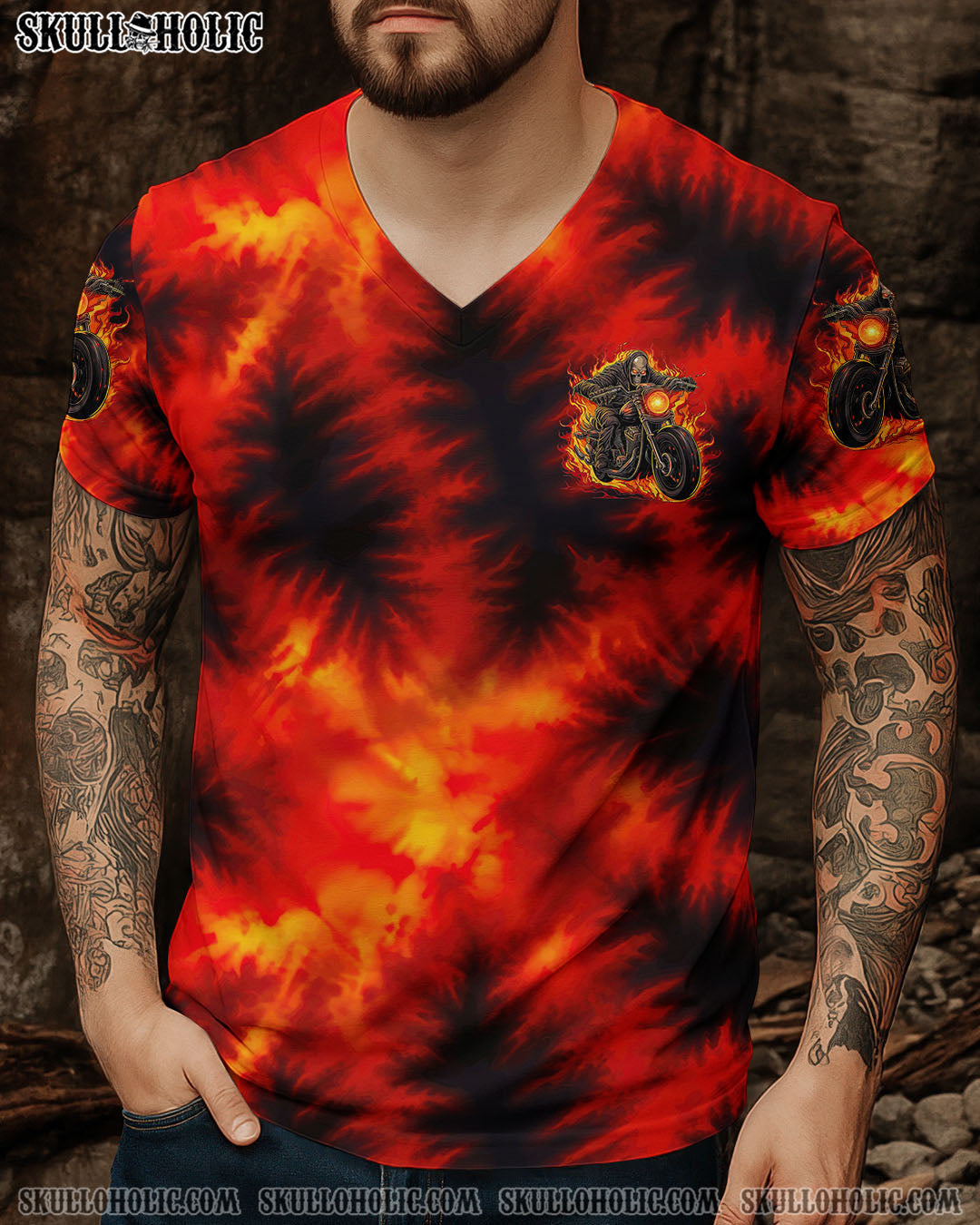 BLISSCORNERS IT'S NOT HOW CRAZY I AM BIKER SKULL TIE DYE ALL OVER PRINT