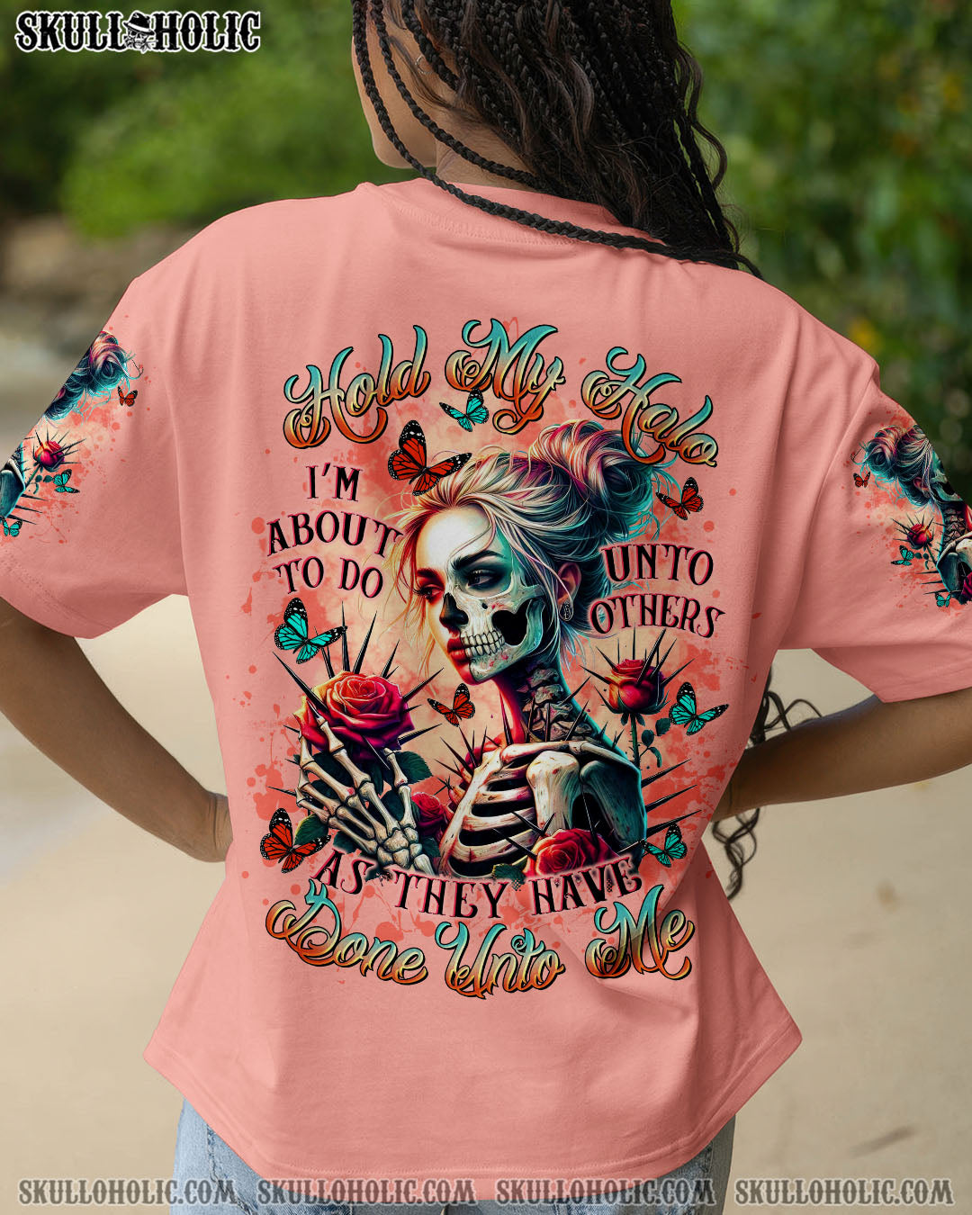 BLISSCORNERS I'M A B DON'T TRY ME SKULL MESSY BUN ALL OVER PRINT